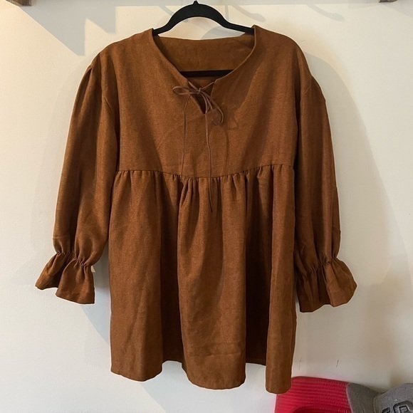 Cute Brown Dress perfect with boots 
Purchased in Korea at a boutique for $150 - Picture 1 of 11